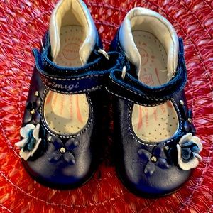 Primigi Infant Girls Genuine leather Blue shoes with Velcro Size US 3 EU 18 NWOT